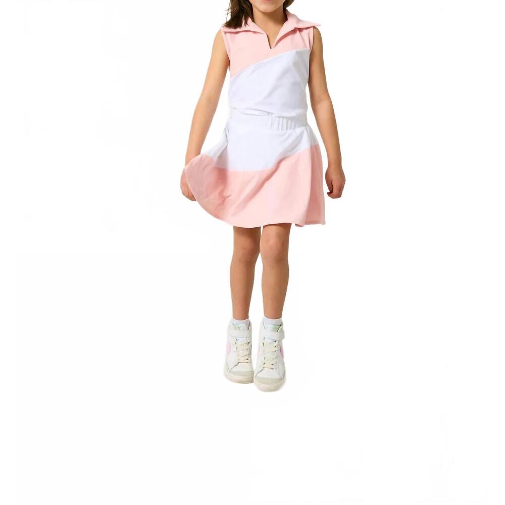 NEW COURTSIDE KIDS half court tank top in pink/white